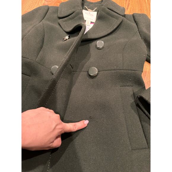 Kate Spade New York green wool twill double-breasted coat size Xs - Picture 11 of 11